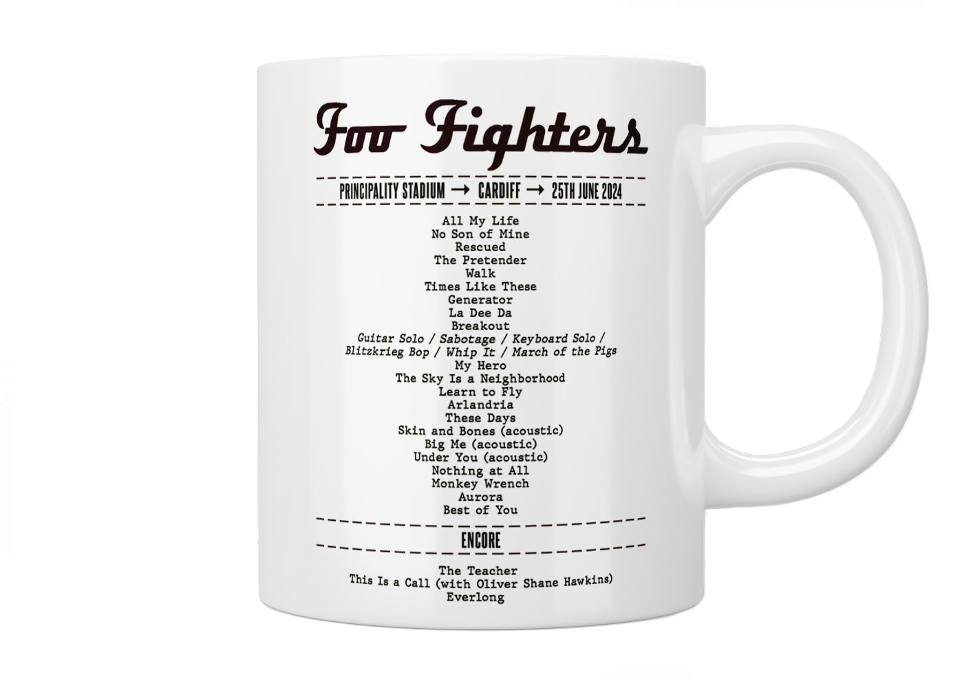 Personalised Concert Setlist Mug