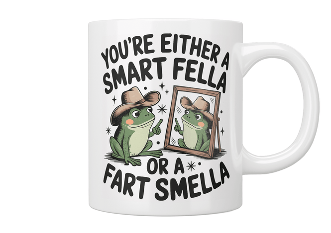 You're Either A Smart Fella Or A Fart Smella Frog Mug - Jazzy Giraffe Mug